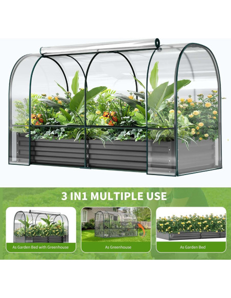 Cama de Jardín Elevada DoCred con Mini Invernadero 180x90cm