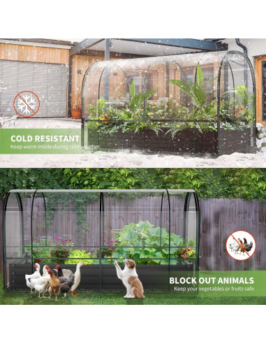 Cama de Jardín Elevada DoCred con Mini Invernadero 180x90cm