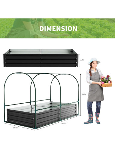 Cama de Jardín Elevada DoCred con Mini Invernadero 180x90cm