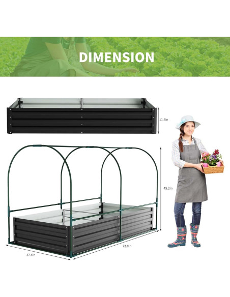 Cama de Jardín Elevada DoCred con Mini Invernadero 180x90cm