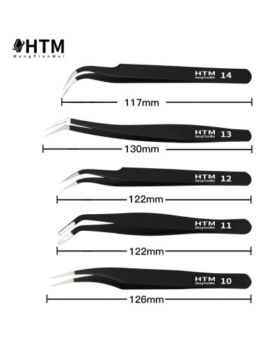 Juego de Pinzas de Precisión HengTianMei 14 Piezas Acero Inoxidable