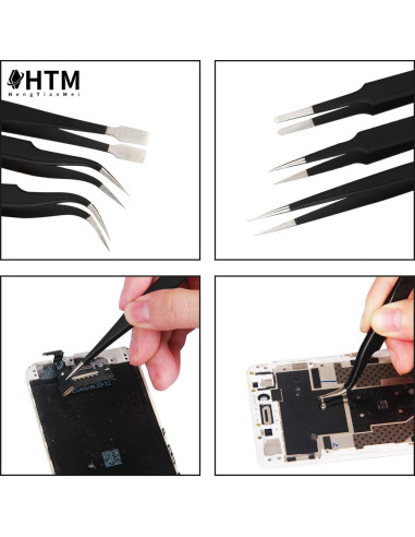 Juego de Pinzas de Precisión HengTianMei 14 Piezas Acero Inoxidable