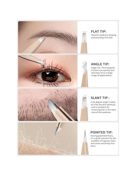 Juego de Pinzas de Acero Inoxidable Plys con Espejo - 4 Piezas