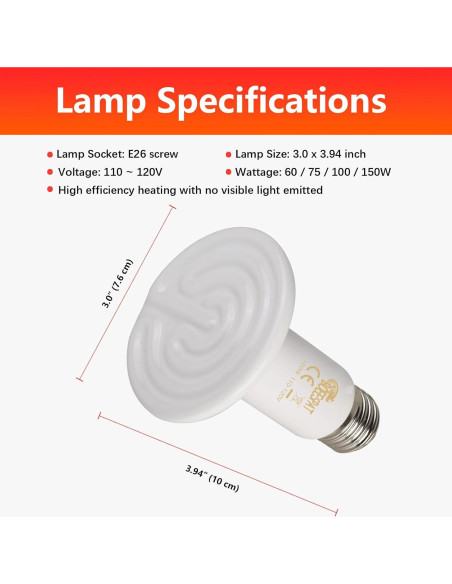 Bombillas de Calor Cerámico BOEESPAT 100W Paquete de 2