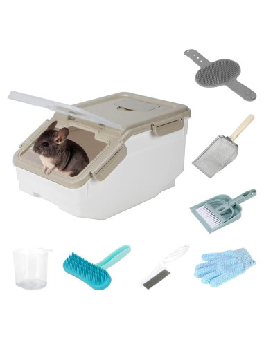 Kit de Baño de Arena para Chinchillas KAINUM Extra Grande 35.9x24cm