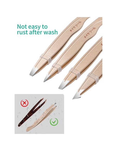 Juego de Pinzas de Acero Inoxidable Plys con Espejo - 4 Piezas