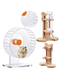 Rueda de Ejercicio Silenciosa 23 cm + Soporte Botella Hámster