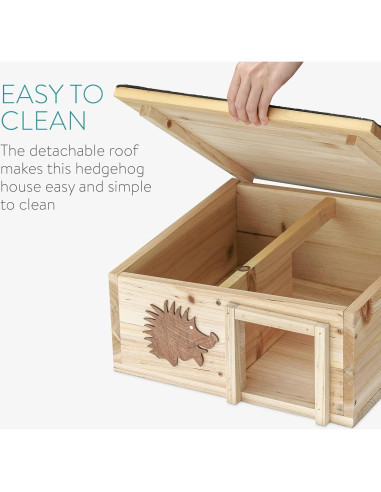 Casa de Erizo de Madera Navaris - Refugio 40x40cm para Mascotas