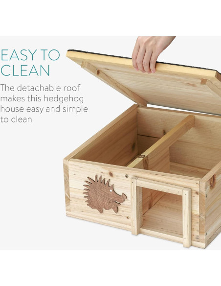 Casa de Erizo de Madera Navaris - Refugio 40x40cm para Mascotas Casa de Erizo de Madera Navaris - Refugio 40x40cm para Mascotas
