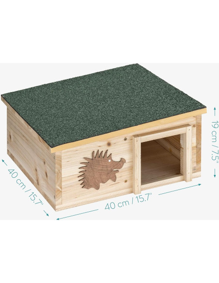 Casa de Erizo de Madera Navaris - Refugio 40x40cm para Mascotas Casa de Erizo de Madera Navaris - Refugio 40x40cm para Mascotas
