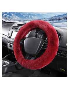 Cubierta de Volante Fuzzy NYTKL 38.1 cm Rojo Vino Antideslizante