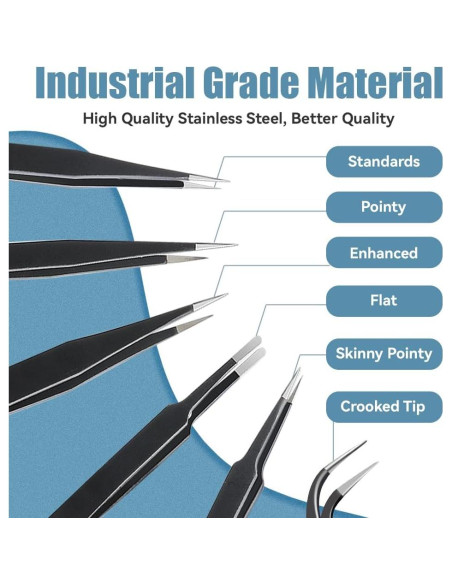 Juego de 6 Pinzas de Precisión CHERALKEST Acero Inoxidable ESD
