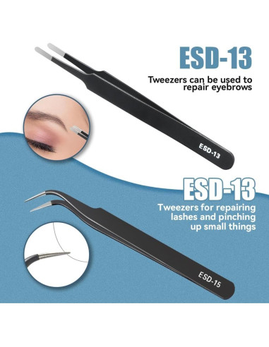 Juego de 6 Pinzas de Precisión CHERALKEST Acero Inoxidable ESD