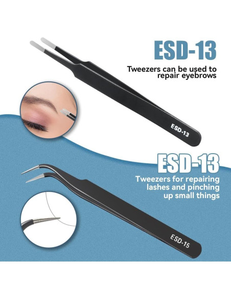 Juego de 6 Pinzas de Precisión CHERALKEST Acero Inoxidable ESD