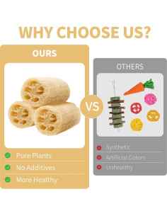 3 Juguetes de Masticar para Conejos BESNEW 100% Lufa Natural 2