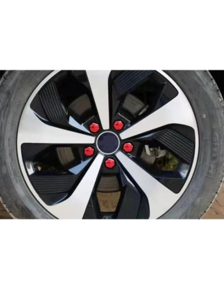 Cubiertas de Tuercas de Rueda 17mm Jannity 20 Piezas Rojo