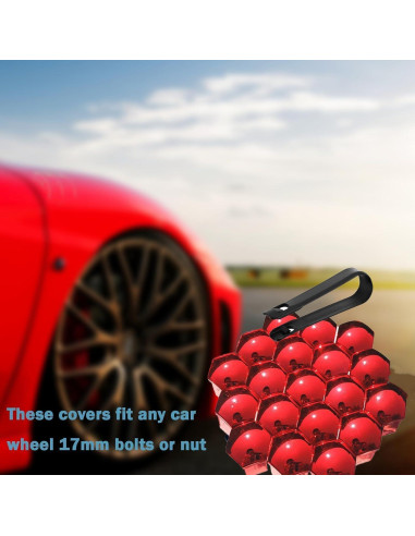 Cubiertas de Tuercas de Rueda 17mm Jannity 20 Piezas Rojo
