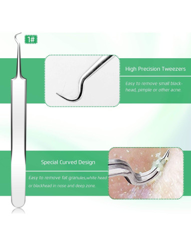 Kit Extractor de Comedones 5 Piezas Kotomotoy Acero Inoxidable