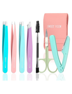 Kit de Pinzas para Cejas SWEET VIEW 7 Piezas Acero Inoxidable
