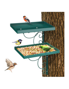 Comedero para Aves Abbylike 2 Piezas Hierro Verde 26x18cm