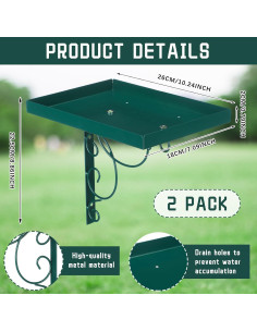 Comedero para Aves Abbylike 2 Piezas Hierro Verde 26x18cm 2