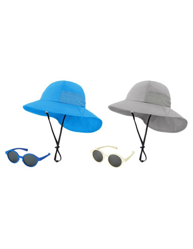 Sombrero de sol para bebés UPF 50+ y gafas ajustables 6-24 meses