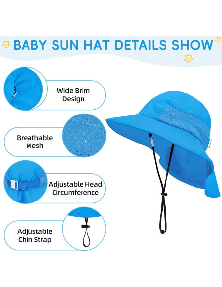 Sombrero de sol para bebés UPF 50+ y gafas ajustables 6-24 meses