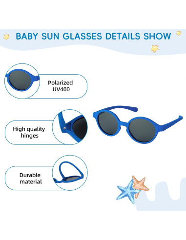 Sombrero de sol para bebés UPF 50+ y gafas ajustables 6-24 meses