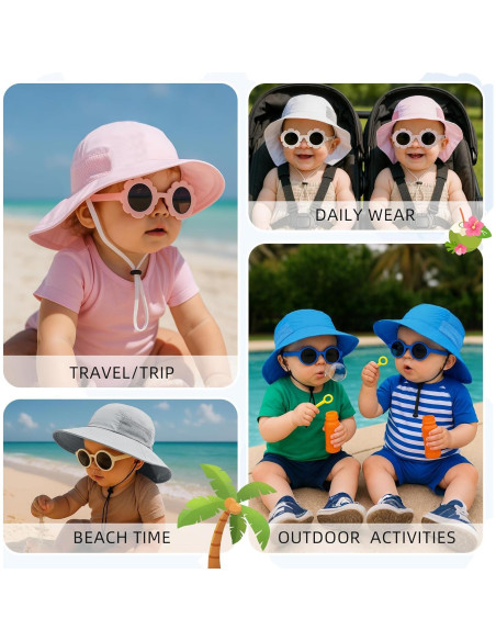 Sombrero de sol para bebés UPF 50+ y gafas ajustables 6-24 meses