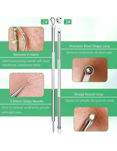 Kit Extractor de Comedones 5 Piezas Kotomotoy Acero Inoxidable