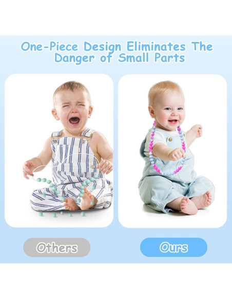 Collar de Dentición de Silicona Rosa - Seguridad Integrada