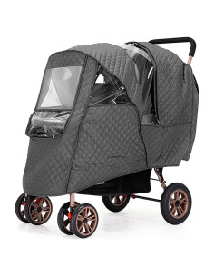 Cubierta de Lluvia y Viento para Cochecito Doble Gris