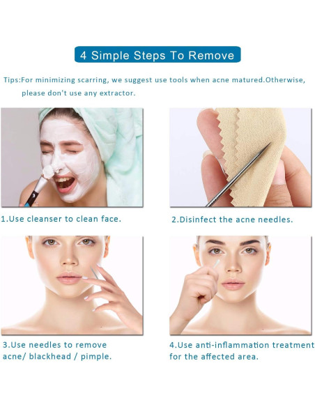 Kit Extractor de Comedones 5 Piezas Kotomotoy Acero Inoxidable