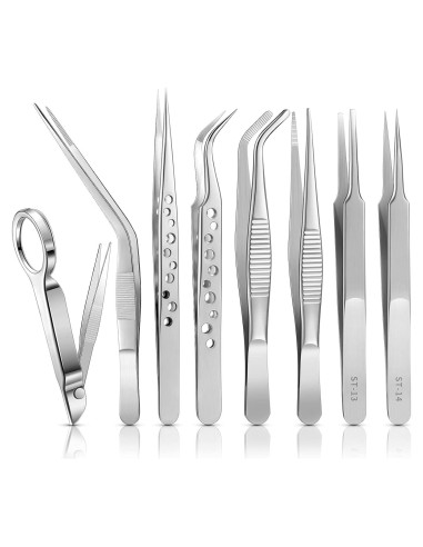 Juego de 8 Pinzas de Acero Inoxidable Honoson con Lupa
