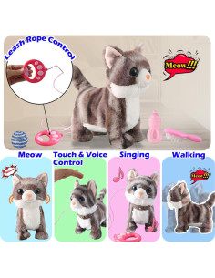 Gato Robot Caminante WANGLIANJIN Gris con Control Remoto 2