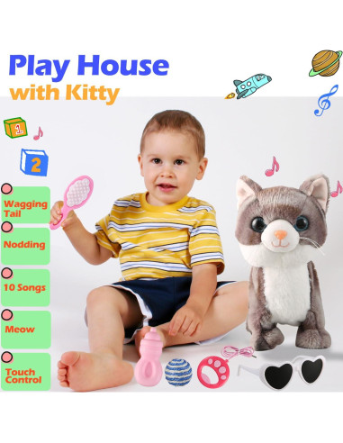 Gato Robot Caminante WANGLIANJIN Gris con Control Remoto