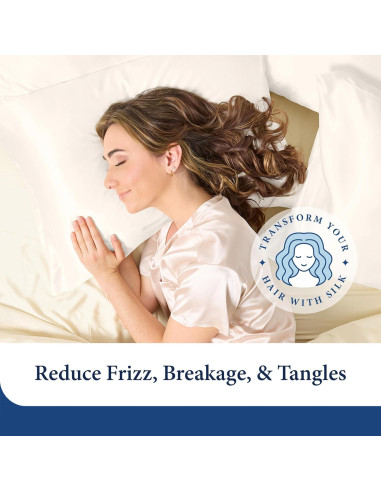 Funda de Almohada 100% Seda Cosy House Reina Azul Ceniza