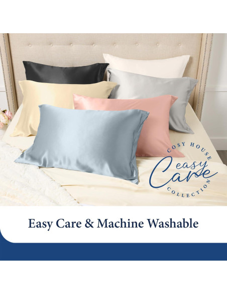 Funda de Almohada 100% Seda Cosy House Reina Azul Ceniza Funda de Almohada 100% Seda Cosy House Reina Azul Ceniza