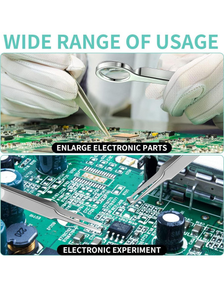 Juego de 8 Pinzas de Acero Inoxidable Honoson con Lupa
