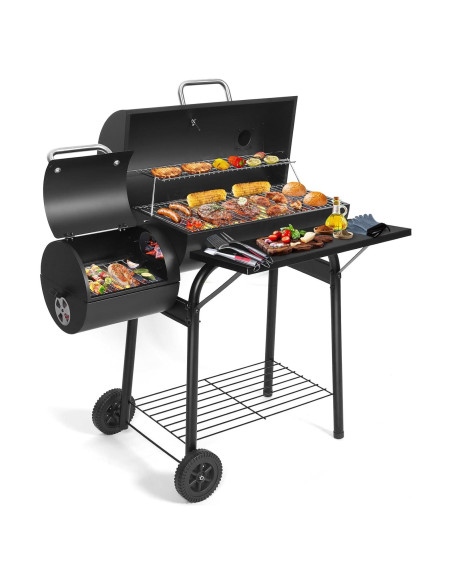 Parrilla de Carbón con Ahumador Offset SUNLIFER 15.3 kg