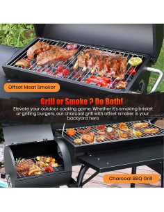 Parrilla de Carbón con Ahumador Offset SUNLIFER 15.3 kg 2