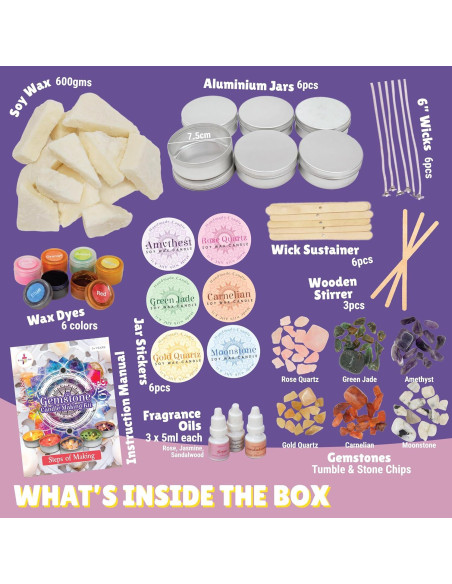 Kit de Fabricación de Velas DIY Kalakaram - 6 Tarros, Cera de Abejas, Aromas