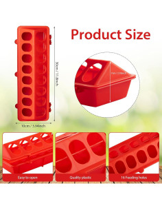 Paquete de 8 comederos plásticos Gandeer para aves 30x10 cm 2