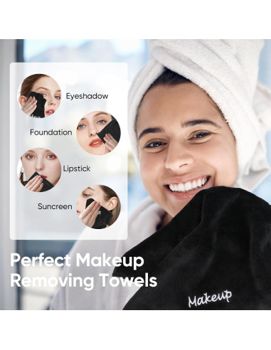 Paquete de 12 Paños Desmaquillantes Negros Unimade 33x33 cm