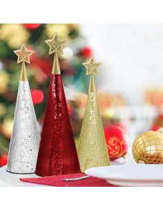 Conjunto de 3 Árboles de Navidad de Vidrio WDHODEC 43 cm 2