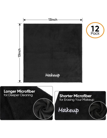 Paquete de 12 Paños Desmaquillantes Negros Unimade 33x33 cm