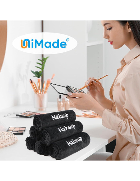 Paquete de 12 Paños Desmaquillantes Negros Unimade 33x33 cm