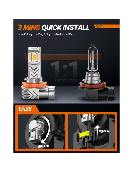 Bombilla LED de Luz de Niebla SEALIGHT H11 H16 H8 14000 Lúmenes