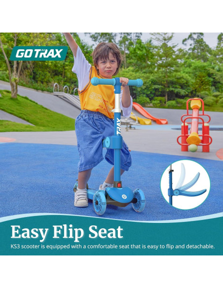 Scooter de empuje Gotrax KS3 para niños, 3 ruedas con luces LED