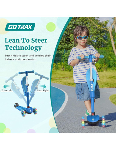 Scooter de empuje Gotrax KS3 para niños, 3 ruedas con luces LED